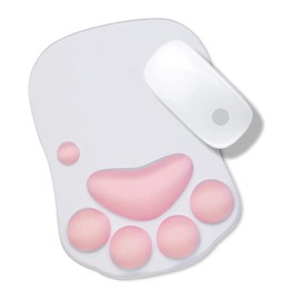 Sendowtek Alfombrilla de Ratón con Reposamuñecas Tapete para Mouse de 3D Pata de Gato para el Estudio, la Oficina y el Hogar (Rosa)