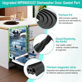 Upgraded WP99003337 Dishwasher Door Seal Replacement Compatible with Whirlpool, May-tag Ama-na Jenn Air Dishwasher Door Gasket Part, Replaces 99003030, 99003337, 1132005
