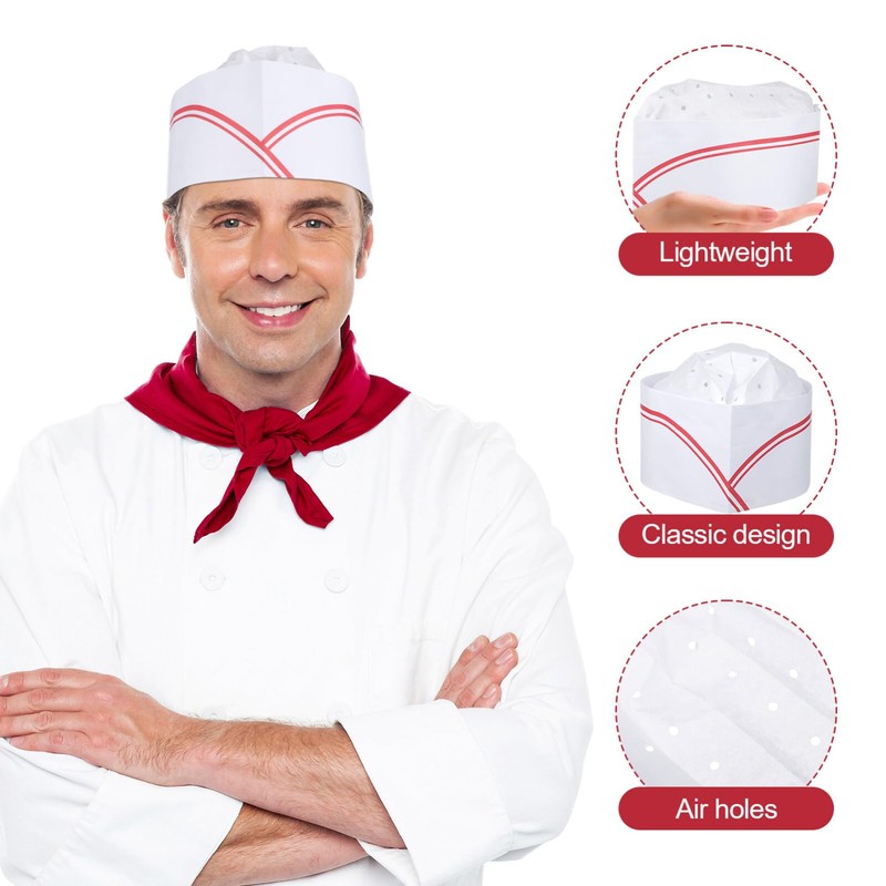 LEDMOMO (20 Piece Set) Disposable Clean Cap, Chef Hat, Cook