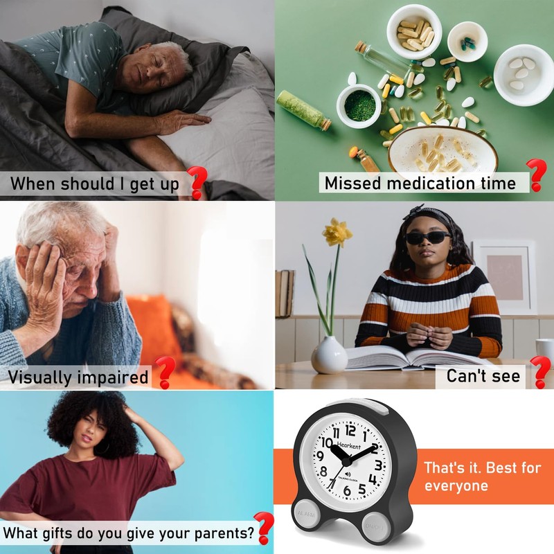 Hearkent Talking Clock for Elderly, Blind, Visually Impaired, English Voice