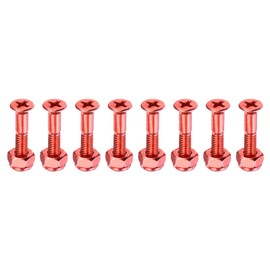 PATIKIL Skateboard Mounting Hardware 1", 8pcs Carbon Steel Skateboard Screws Bolts&Nuts Flat Head for Cruiser, Orange
