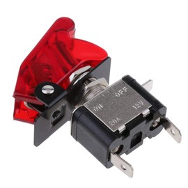 iJDMTOY Aircraft Style Red Cover w/Red LED Indicator Light 12V/20A On/Off SPST Toggle Switch w/Safety Flip Cover Compatible with LED Light Bar, Fog Lamps, Daylight DRL, etc