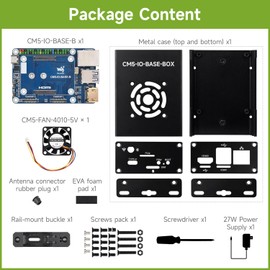 Waveshare Mini Base Board, Mini-WaComputer Designed for Raspberry Pi Compute Module 5 (NOT Included), Onboard EEPROM and Encryption Chip, Including Metal Case and Power Supply