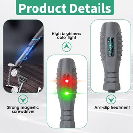 2 in 1 High Torque Strong Magnetic Screwdriver Electricity Detector, Non-Contact Two-Color Screwdriver Photoelectric Pen 12V-220V Voltage Tester, Flathead + Crosshead
