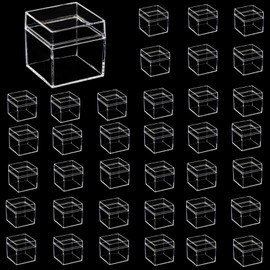 LyyGuanYoo 36 Pack Small Clear Boxes with Lids, 2x2x2 Inches Candy Containers for Party Favors, Mini Acrylic Square Cube Display Box for Treat, Cosmetics, Jewelry