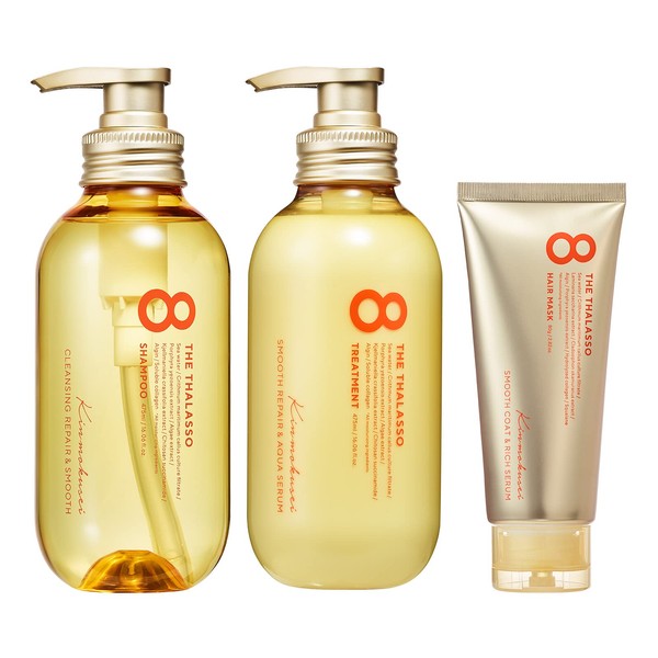 Eight Zatalasso Osmanthus Smooth Shampoo & Smooth Treatment with Mini Hair Mask, Limited Kit, Osmanthus Scent, 16.9 fl oz (475 mL) / 475 mL/80 g