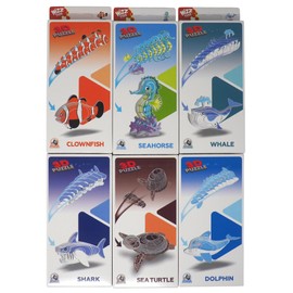 3D Sea Animal Puzzles - Shark Fish Seahorse Whale Turtle Dolphin - Set of 6