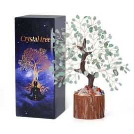 QINJIEJIE Green Aventurine Crystal Tree Chakra Tree of Life Healing Crystals Home Decoration Positive Bedroom Decor House Warming Gifts New Home Gifts for Women Mum Sister Birthday