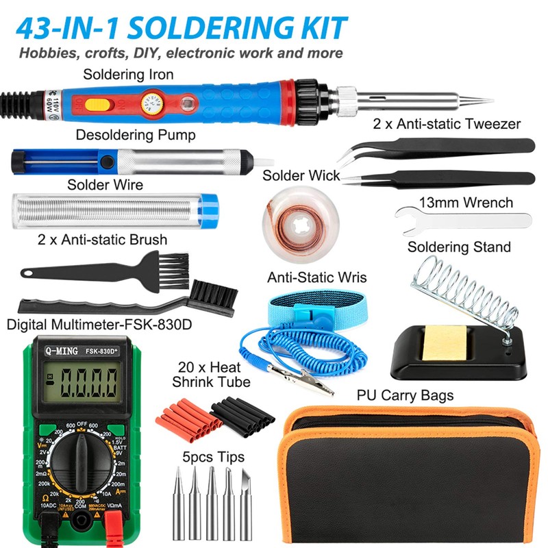 Soldering Iron Kit, 43 in 1 Upgraded Soldering Kits Adjustable