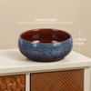 UANYEMON Blue Ceramic Decorative Bowl, Rustic Oval Display Dish for