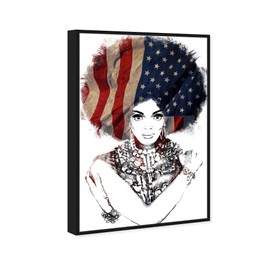 The Oliver Gal Artist Co. People Framed Wall Art Canvas Prints 'New American Woman' Portraits Home Décor, 24 in x 36 in, White, Black