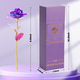 LOVEINUSA Rose Gifts for Mom, Artificial 24K Gold Rose 9" Rainbow Rose Flower Gift with Gift Box for Mothers Day Birthday Anniversary Romantic Gifts for Her