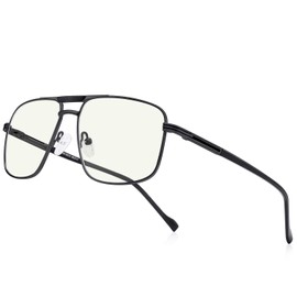 RB.Pilot Reading Glasses for Men Square Double Bridge Blue Light Blocking Computer Readers (black, 3.75)