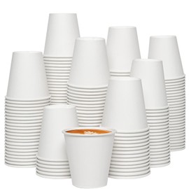 JOLLY CHEF 300 Pack Disposable Paper Coffee Cups 8oz, Paper Cups for Hot Beverages, White Drinking Cups for Party, Office, Home, Travel and More