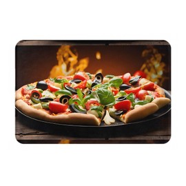 KMNHBGF (Large Pizza) Decorative Door Mat, Indoor Outdoor Non-Slip Floor Mat, Front Door Mat, Waterproof Washable Quickly Absorb Moisture, 23.6"X 15.7"