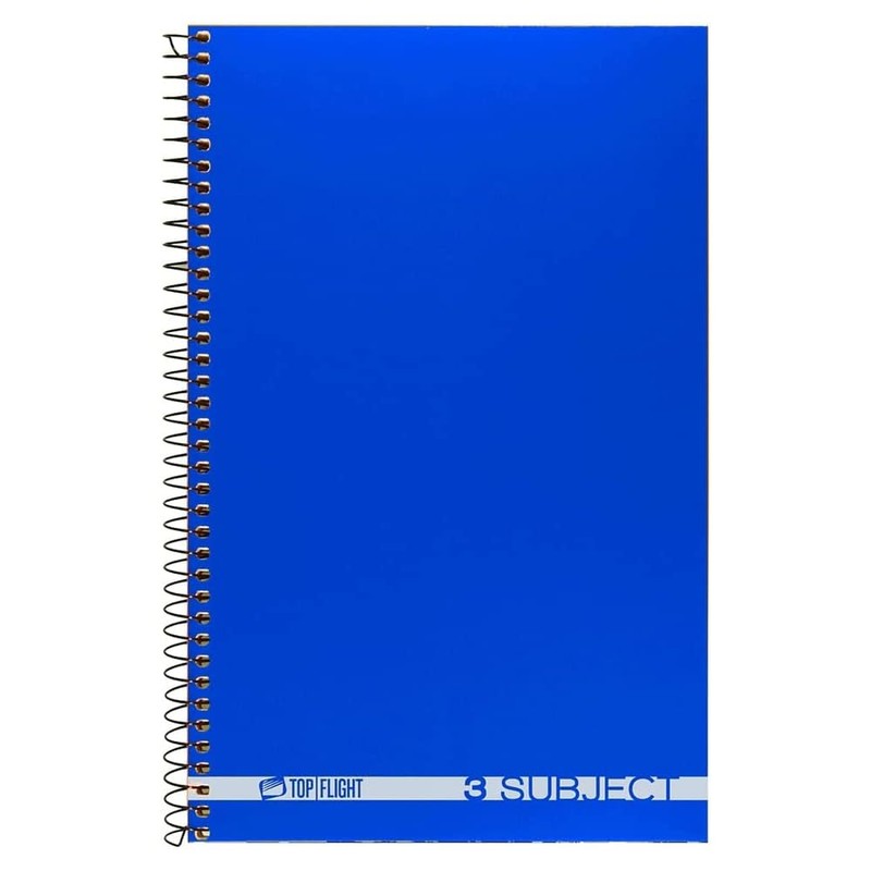 Top Flight Boss Poly Cover 3-Subject Wirebound Notebook, 108 Sheets,