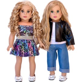 - Ultimate Play Set - Clothes Fits 18 Inch Doll - 6 Piece - Mix and Match Outfits with Shoes - Swim Suit, Skirt, Blouse, Pants, Leather Jacket and Shoes. (Dolls Not Included)