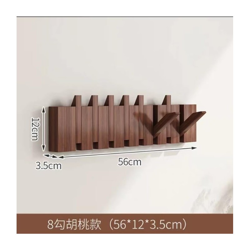 Petyoung Multi Hook Coat Rack Space Saving Wall Mounted Wooden