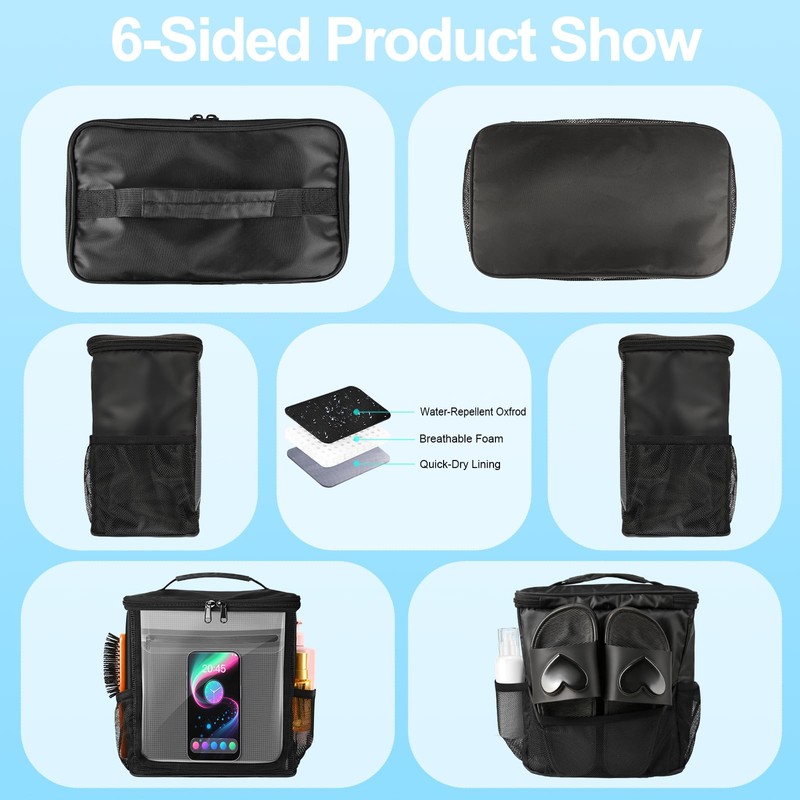 Kebrela Hanging Shower Caddy Portable, Travel Toiletry Bag for Men