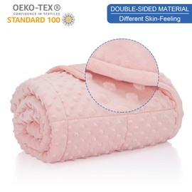 Huloo Sleep Weighted Blanket Twin 12lbs for Adult(48"×72",Pink) Breathable Soft Minky Weighted Throw Blanket for All Season,Heavy Blanket with Premium Glass Beads
