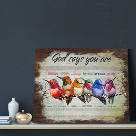 Shuweienphant Christian Hummingbird Wall Art God Says You Are Wall Decor Country Bird Canvas Painting Print Artwork Modern Home Decor Framed for Living room Bedroom Bathroom 16/''X20/''