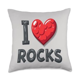 I Love Rocks Earth Minerals Rock Shaped Heart Geologist Throw Pillow