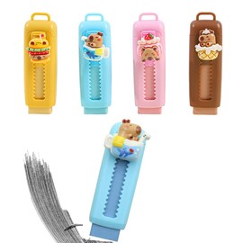 Pack of 4 Extendable Scented Pencils Eraser Rubbers for Children, Kapi Bara Shape Small Gifts for Children, Cute Erasers