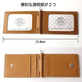 HERBE Pass Case, 4 Side Storage, Cowhide Leather Reel Strap, Rotatable, Made in Japan, red