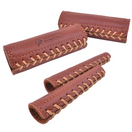 OXPANG Handmade Leather Motorcycle Handlebar Grips Cover/Brake Clutch Sleeve (Brown, Handlebar Cover +Brake Clutch Covers)