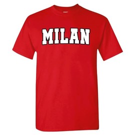 Milan - World Soccer Retro Club Men's Fan T-Shirt (Red T-Shirt,L)