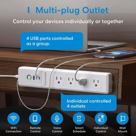 UseeLink Matter Smart Power Strip Compatible with Apple HomeKit, Siri, Alexa, Google Home and SmartThings, with 4 AC Outlets, 1 USB &2 Type C Ports and 5ft Extension Cord, Voice and Remote Control