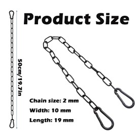 Edelstahl Ketten,Starke Verlängerungskette,Stahlkette Ketten,50cm Kette Schwarz,Edelstahl Ketten mit Karabiner,Für Zauntore, Käfigtore Für Haustiere, Gartentore (schwarz)(2 Stück)