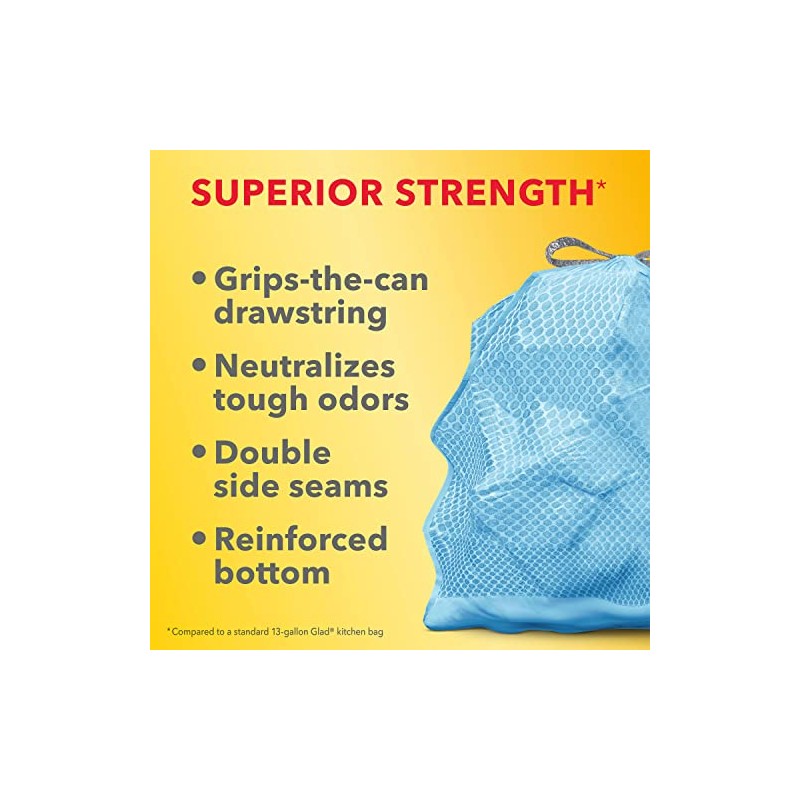 Glad ForceFlex MaxStrength Tall Kitchen Drawstring Trash Bags, 13 Gallon,