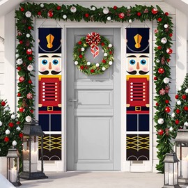 Esteopt Nutcracker Christmas Decorations Outdoor Christmas Decorations for Wall Decor & Christmas Gifts Nutcracker Soldier Model Hanging Banners