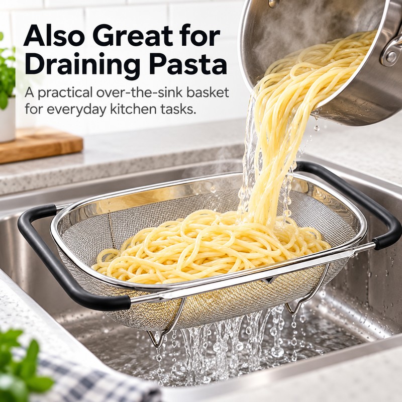 Adjustable Stainless Steel Sink Strainer Basket for Washing Produce –