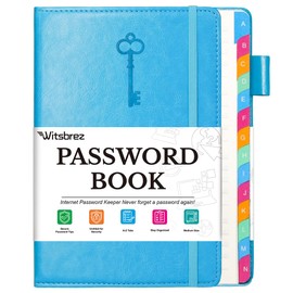 Witsbrez Password Keeper Book with Colorful Alphabetical Tabs, 5.8”x8.4” Password Books for Seniors, Password Notebook Organizer for Internet Website Address Login(Sky Blue)