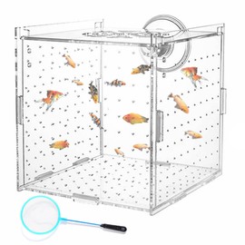 Acrylic Fish Breeding Box,Acrylic Fish Isolation Box with Suction Cups,Transparent Fish Breeder Box for Fish Tank,for Baby Fishes Shrimp Clownfish and Guppy Etc