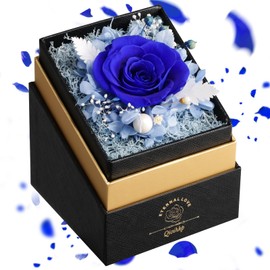 Qioihkp Preserved Blue Rose, Mothers Day Roses in a Box, Forever Preserved Roses Gift for Mom, Valentine's Day Gifts for Women/Mom/Girlfriend/Wife/Grandma/He