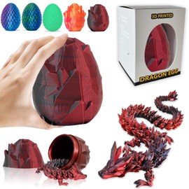 3D Dragon in the Egg, 3D Printed Dragon Egg with Dragon, 30 cm Articulated Fully Movable Dragon with Dragon Egg, Adults, Children, Gifts Toy, Easter, Birthdays, Holiday Decoration (Dark Red)