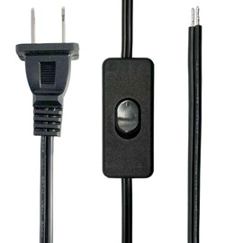 Atiyoc Black Lamp Cord,6 Feet Replacement Lamp Cord with Button Switch for Wiring Lamp Repair Fix Project, Power Light Cable Cord with Plug, Tinned End Lead, SPT-1,18 AWG,1 Pack, ATPD-001-B1