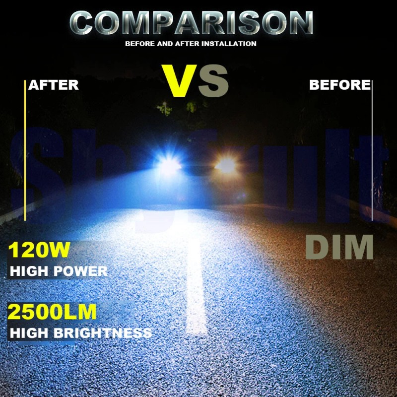 AQJ Pair 2-sides 9007 LED Headlight Bulbs Kit 8K Ice