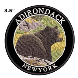 Adirondack National Park 3" Embroidered Patch DIY Iron-on or Sew-on Decorative Vacation Travel Souvenir Applique Explore Wander Nature Wildlife Series Bears Wolves Wildlife Hike Trek Camping Scout