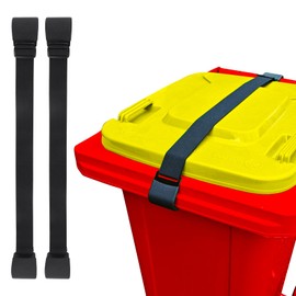 Trash Can Lock Strap- 2 Pcs adjustable 30-68"Universal Fit 28-96 Gallons Trash Bin Garbage Can lip Lock Prevents Animal Access (Raccoons, Bears) with Durable Bungee Cordb Metal Claw Design