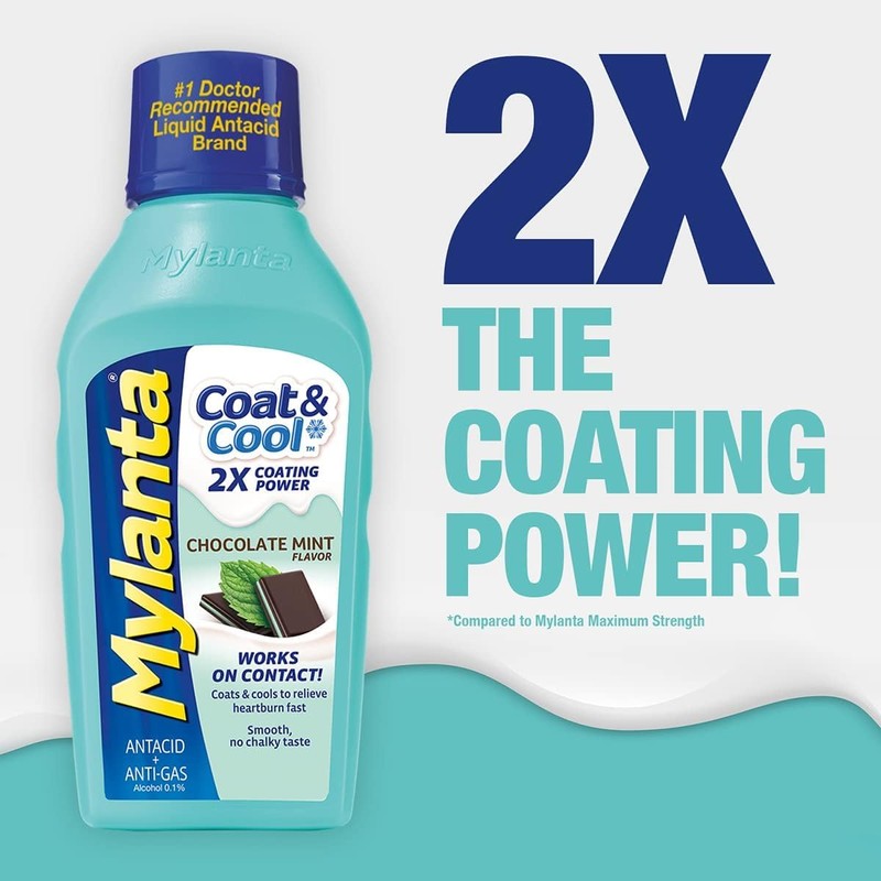 Mylanta Antacid and Gas Relief, Coat & Cool Formula, Chocolate