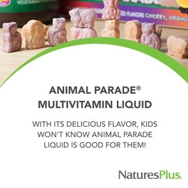 NaturesPlus NaturesPlus Animal Parade Children's Liquid Multivitamin, Tropical Berry Flavor - 30 fl oz, Pack of 2 - Whole Food Supplement - Vegetarian, Gluten Free - 120 Total Servings