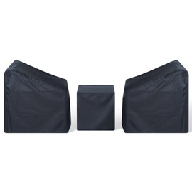 CKCLUB Waterproof Patio Furniture Covers, Outdoor Swivel Lounge Cover Set for 3 Piece Bistro Set, Patio Sofa Covers for 2 Chairs and Coffee Table, Black (Black, Large Size)