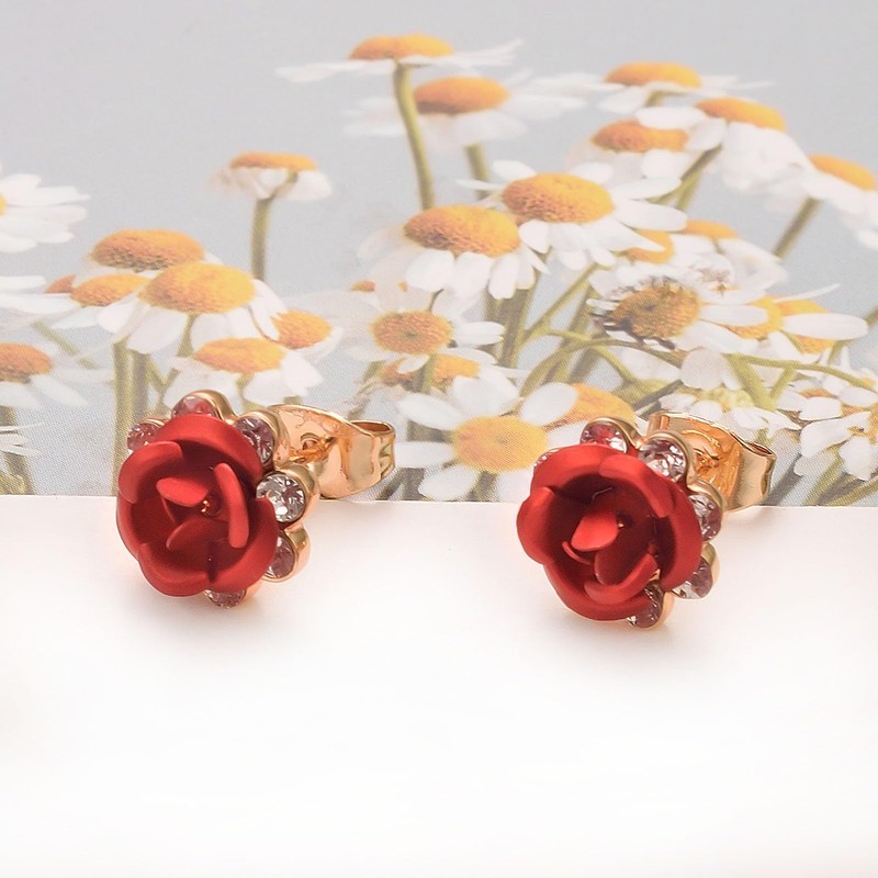 Yoursfs Women’s Rose Earrings, 18K Gold Plated, Enticing, For Both