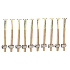 10pcs M6 Carbon Steel Furniture Bolts with Barrel Nuts, Dowel Nut Connector Fastener for Joining Wood, Boards, Kitchen Worktops, Cabinets, Cupboards (90mm)