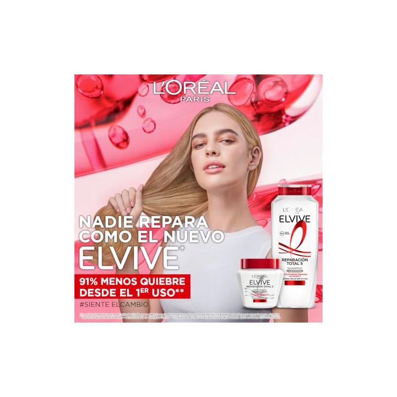 LOréal Paris Shampoo Reparación Total 5 Elvive 370 ml