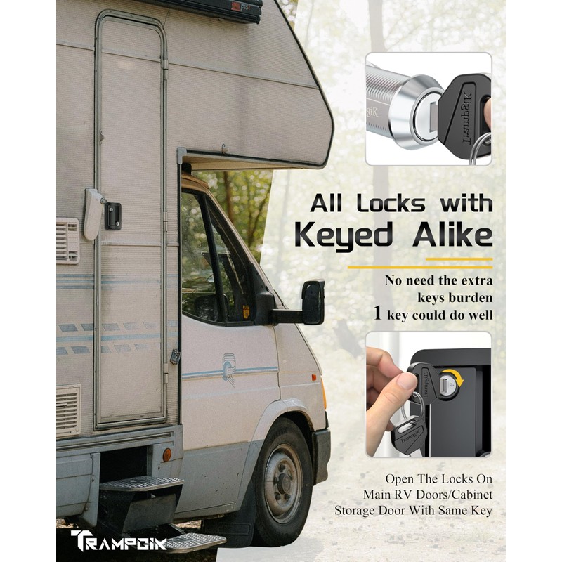 TrampgiK RV Door Lock Set, for Camper,Travel Trailer Entrance Front